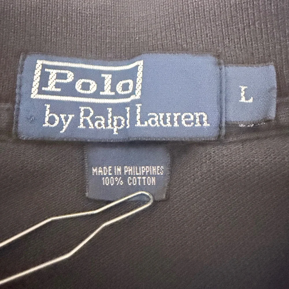 Vintage Polo Ralph Lauren Long Sleeve Polo Men L Black Fade Classic Pony Utility